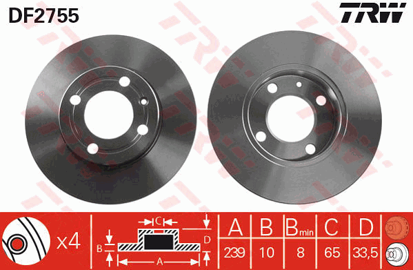 TRW DF2755 Brzdový kotouč