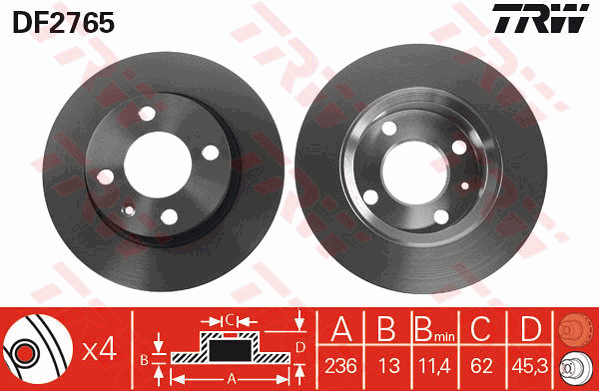 TRW DF2765 Discofreno-Discofreno-Ricambi Euro