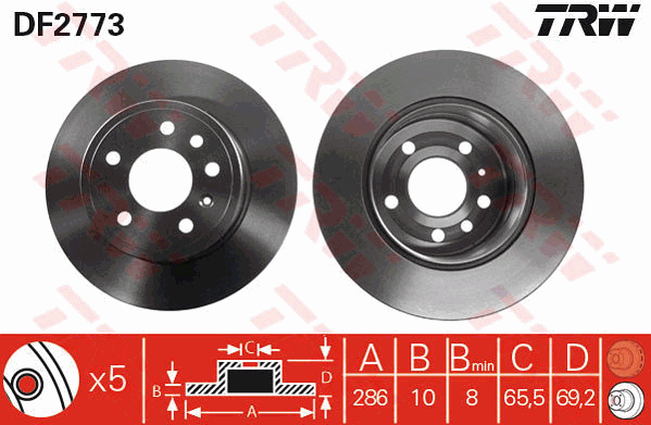 TRW DF2773 Brzdový kotouč