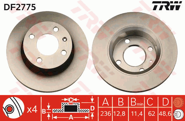 TRW DF2775 Bremsscheibe