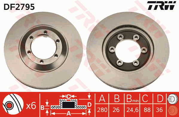 TRW DF2795 Brzdový kotouč