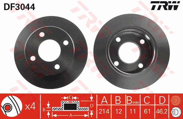 TRW DF3044 Discofreno-Discofreno-Ricambi Euro