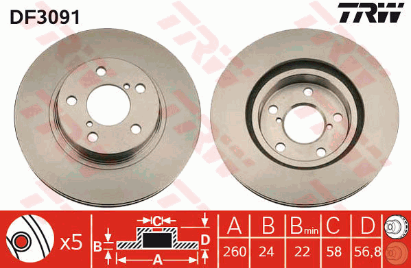 TRW DF3091 féktárcsa