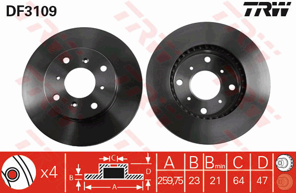 TRW DF3109 Bremsscheibe