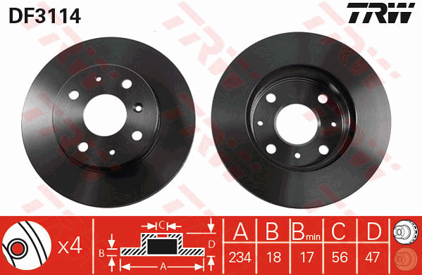 TRW DF3114 Brzdový kotouč