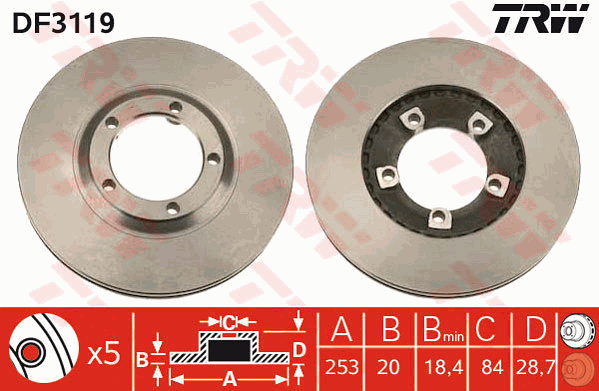 TRW DF3119 Brzdový kotouč