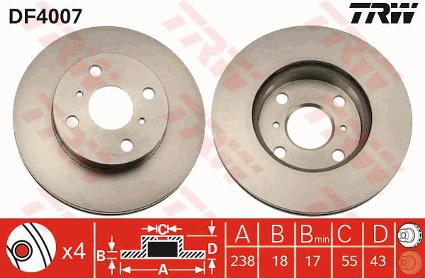 TRW DF4007 Bremsscheibe