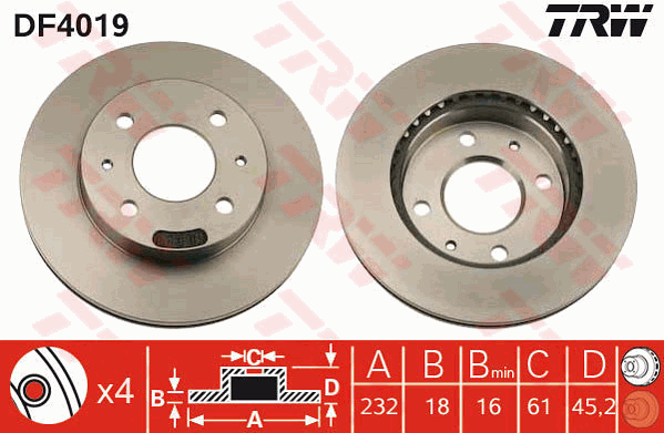 TRW DF4019 Discofreno-Discofreno-Ricambi Euro