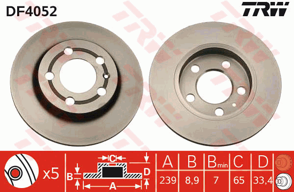 TRW DF4052 Bremsscheibe