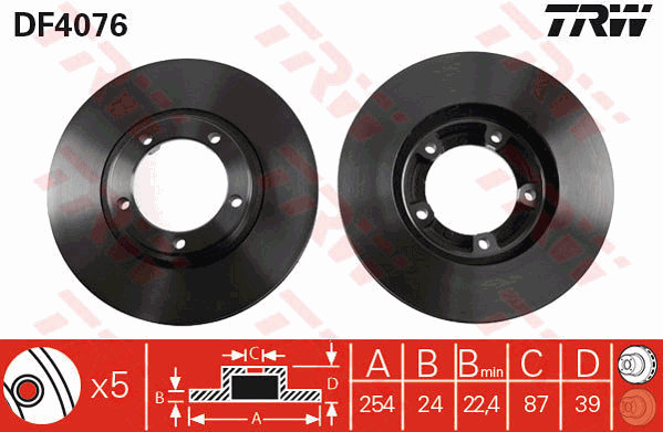 TRW DF4076 Bremsscheibe