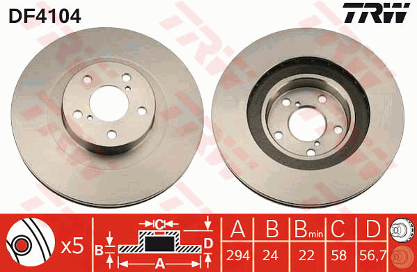 TRW DF4104 Bremsscheibe