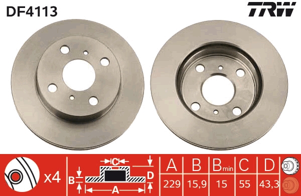 TRW DF4113 Disque de frein