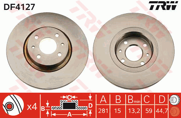 TRW DF4127 Brzdový kotouč