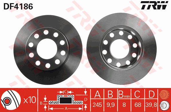 TRW DF4186 Discofreno-Discofreno-Ricambi Euro