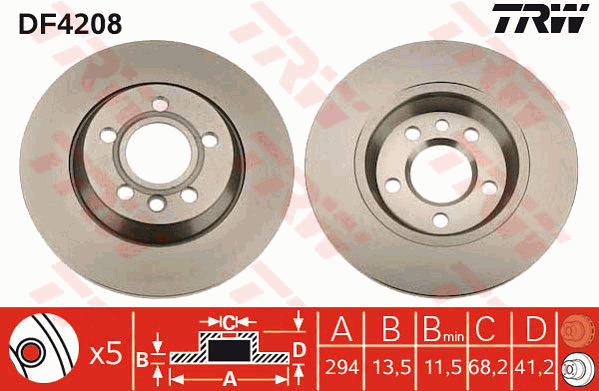 TRW DF4208 Brzdový kotouč