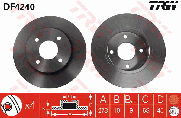 TRW DF4240 Brzdový kotouč