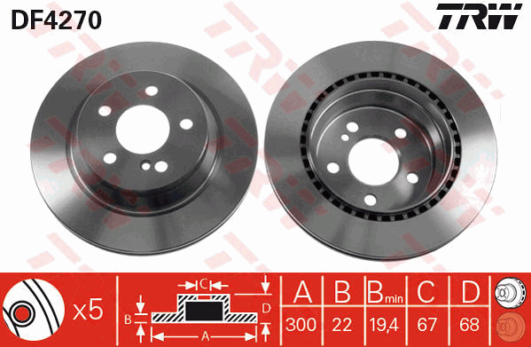 TRW DF4270 Brzdový kotouč