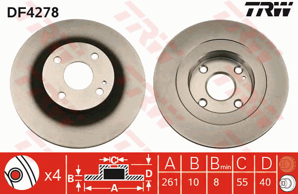 TRW DF4278 Discofreno-Discofreno-Ricambi Euro