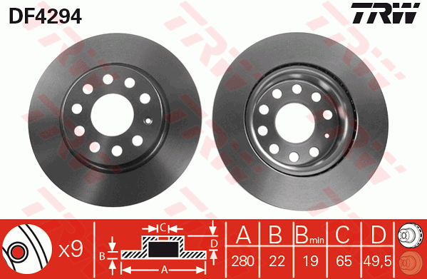 TRW DF4294 Brzdový kotouč