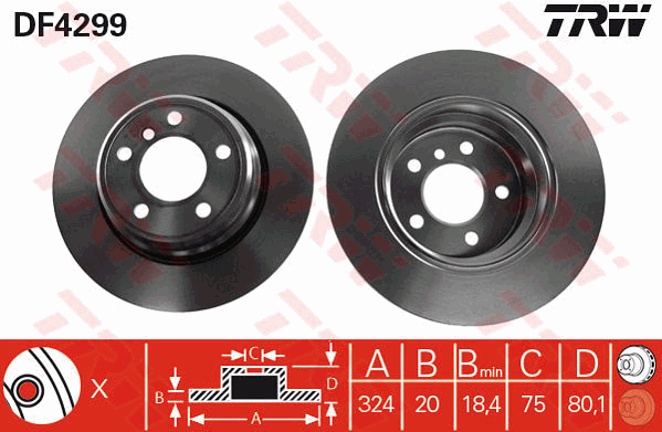 TRW DF4299 Brzdový kotouč