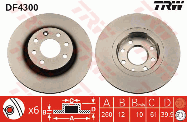 TRW DF4300 Brzdový kotouč