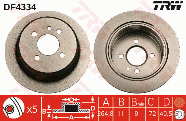 TRW DF4334 Brzdový kotouč