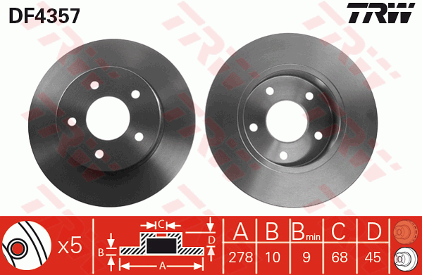 TRW DF4357 Discofreno-Discofreno-Ricambi Euro