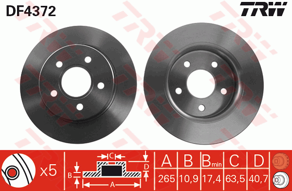 TRW DF4372 Bremsscheibe