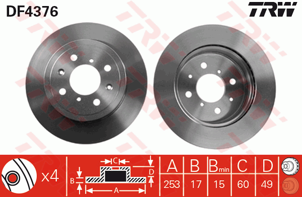 TRW DF4376 Discofreno-Discofreno-Ricambi Euro