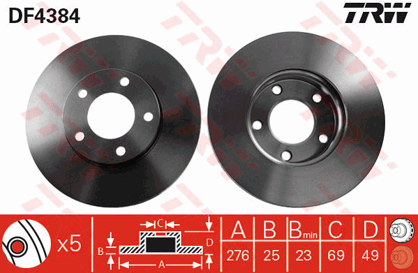 TRW DF4384 Bremsscheibe