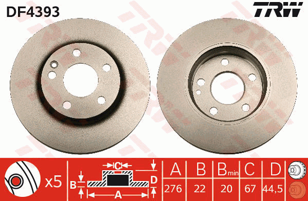 TRW DF4393 Discofreno-Discofreno-Ricambi Euro