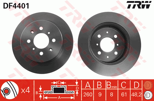 TRW DF4401 Brzdový kotouč