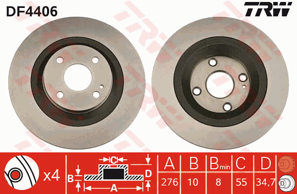 TRW DF4406 Brzdový kotouč