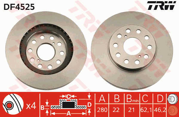 TRW DF4525 Discofreno-Discofreno-Ricambi Euro