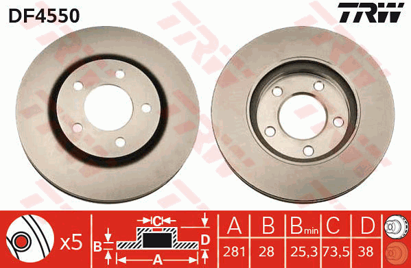 TRW DF4550 féktárcsa