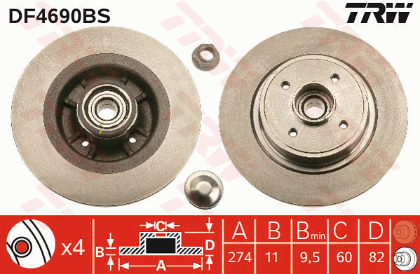 TRW DF4690BS Brzdový kotouč