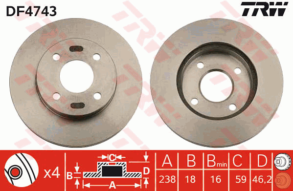 TRW DF4743 Discofreno-Discofreno-Ricambi Euro