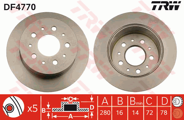 TRW DF4770 Brzdový kotouč