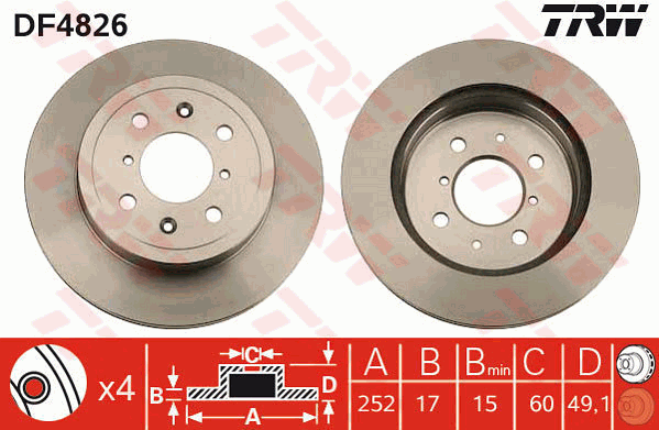 TRW DF4826 Brzdový kotouč