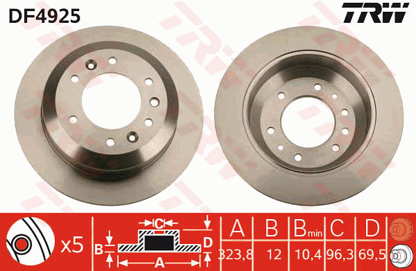 TRW DF4925 Brzdový kotouč