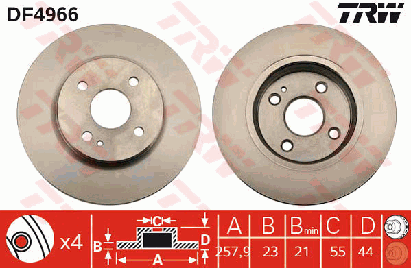 TRW DF4966 Brzdový kotouč