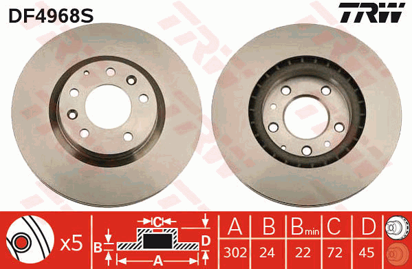 TRW DF4968S Discofreno-Discofreno-Ricambi Euro