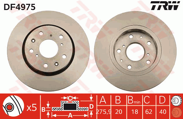 TRW DF4975 Bremsscheibe