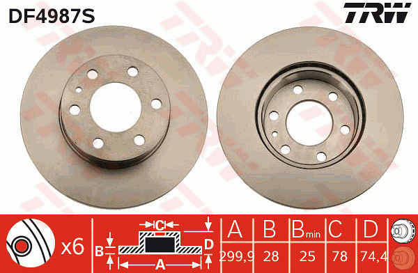 TRW DF4987S Brzdový kotouč