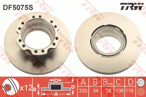 TRW DF5075S Discofreno-Discofreno-Ricambi Euro