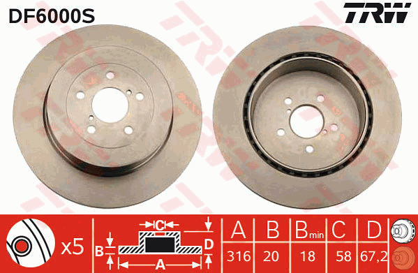 TRW DF6000S Discofreno-Discofreno-Ricambi Euro