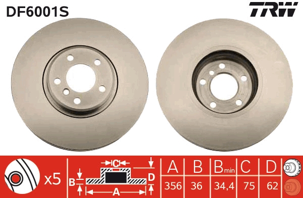TRW DF6001S спирачен диск