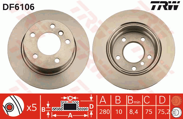 TRW DF6106 Bremsscheibe