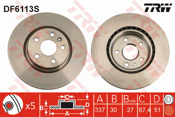 TRW DF6113S Discofreno-Discofreno-Ricambi Euro