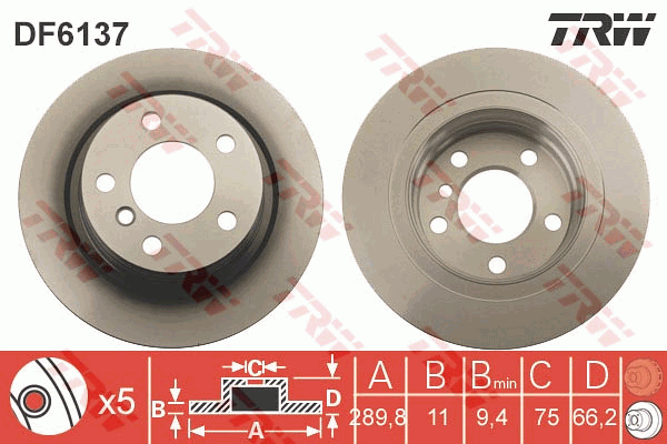 TRW DF6137 Discofreno-Discofreno-Ricambi Euro